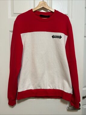 Vintage Troop Men’s Red & White Colorblock Crewneck Sweater